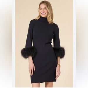 NWT Tyler Boe Black Dress with Faux Fur Cuffs